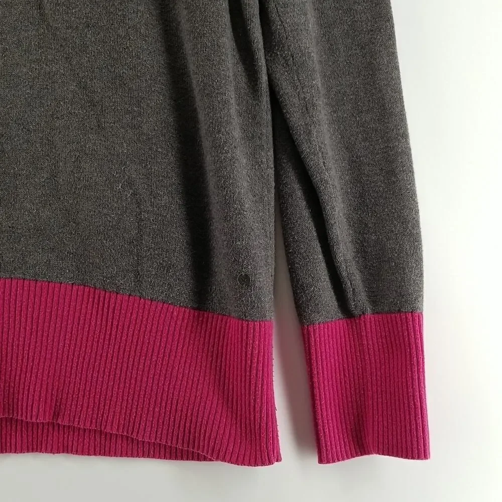 Eddie Bauer Sweater Women's Large Long Sleeve 1/2 Front Button Up Purple Grey - Picture 4 of 8